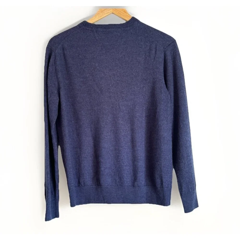 Raffi Men’s 100% Merino Wool Pullover Sweater Sz Medium Large Blue Fall Winter